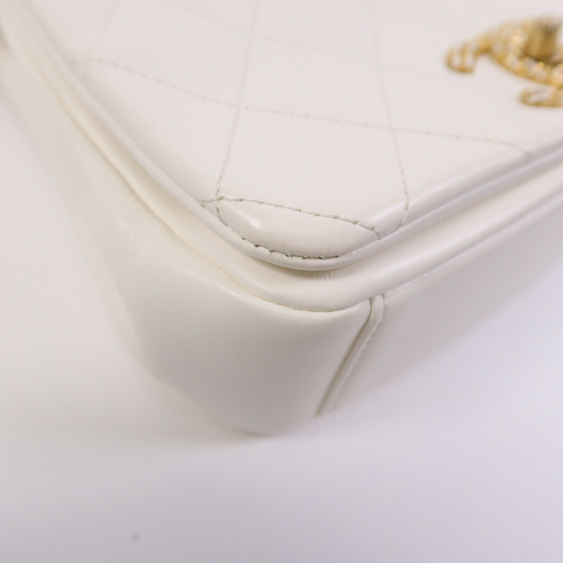 CHANEL 牛皮皮革Chain Shoulder Bag 金扣鏈帶肩背袋-10