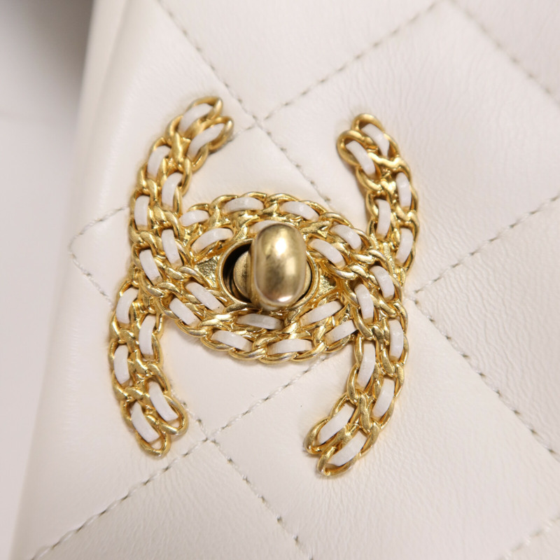 CHANEL 牛皮皮革Chain Shoulder Bag 金扣鏈帶肩背袋-13