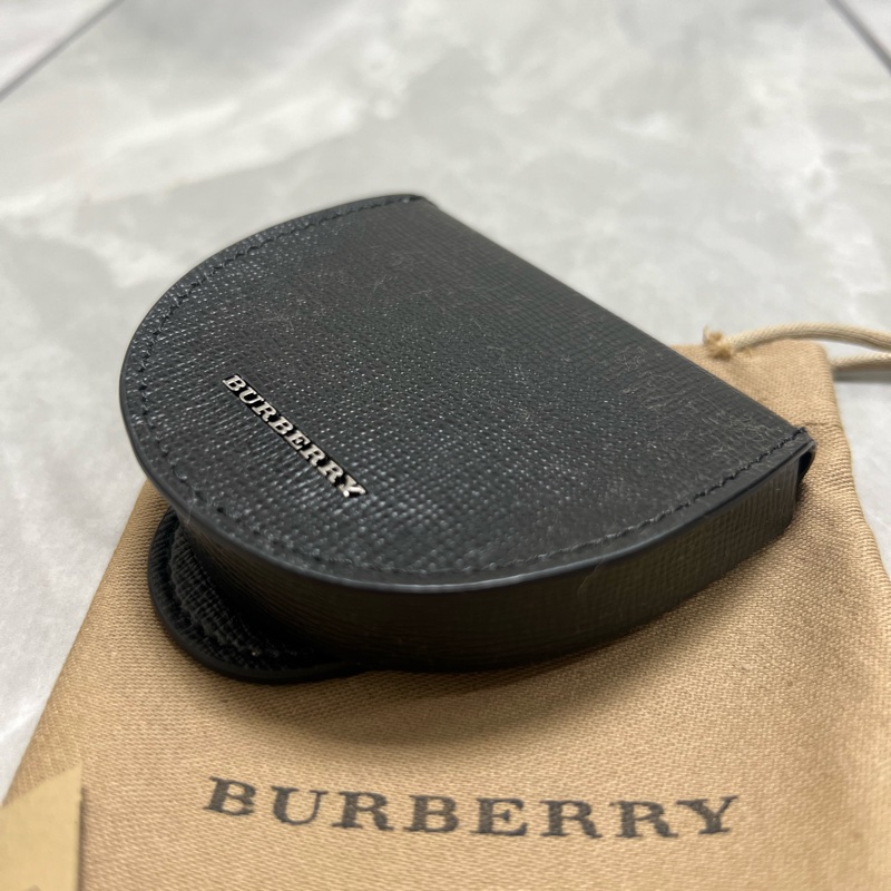 Burberry 黑色真皮零錢包-8