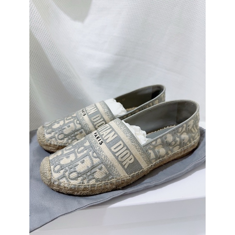 Dior麻底帆布鞋 灰/37-1