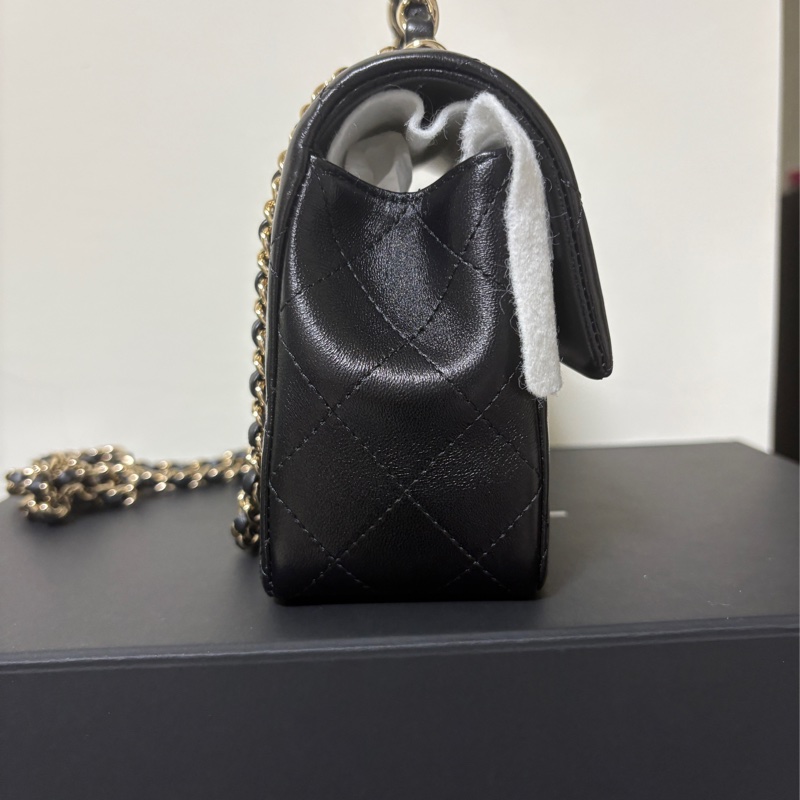 絕版手柄 Chanel 23k 手柄cf20 大mini 黑金 香奈兒-2