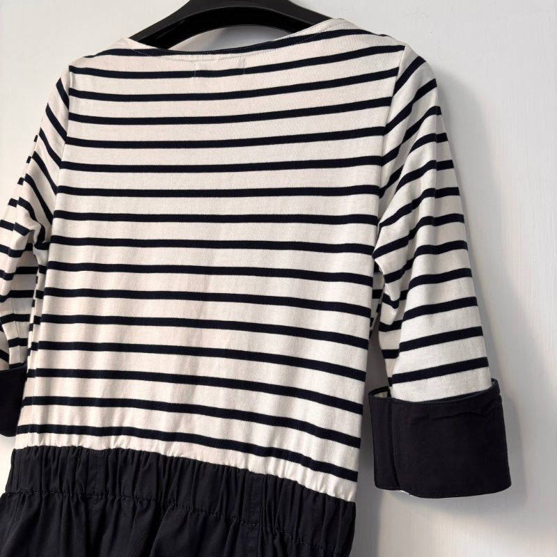 ::BURBERRY:: 戰馬刺繡 白色橫條紋洋裝 38號-11