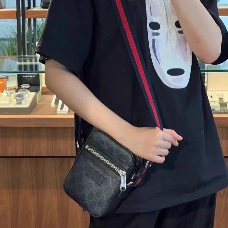 莉亞精品♡Gucci 598103 黑灰相機包 二手-1