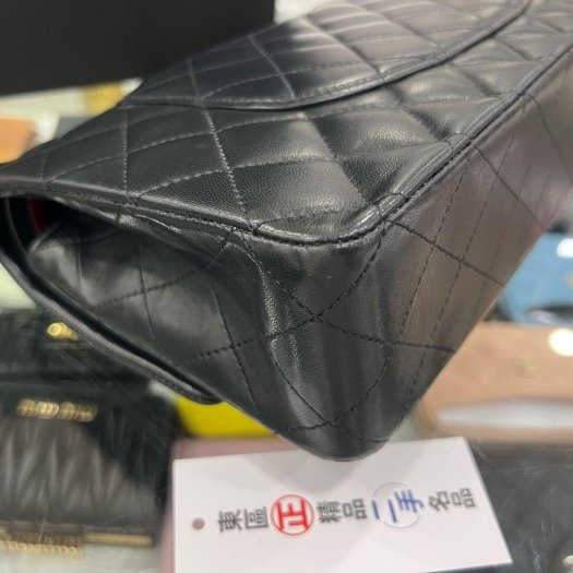 東區正精品㊣CHANEL A01112 COCO 25cm 香奈兒黑色羊皮菱格紋金鍊金扣雙蓋肩背包 RZ5506-7