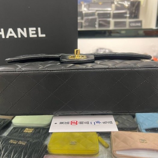 東區正精品㊣CHANEL A01112 COCO 25cm 香奈兒黑色羊皮菱格紋金鍊金扣雙蓋肩背包 RZ5506-9