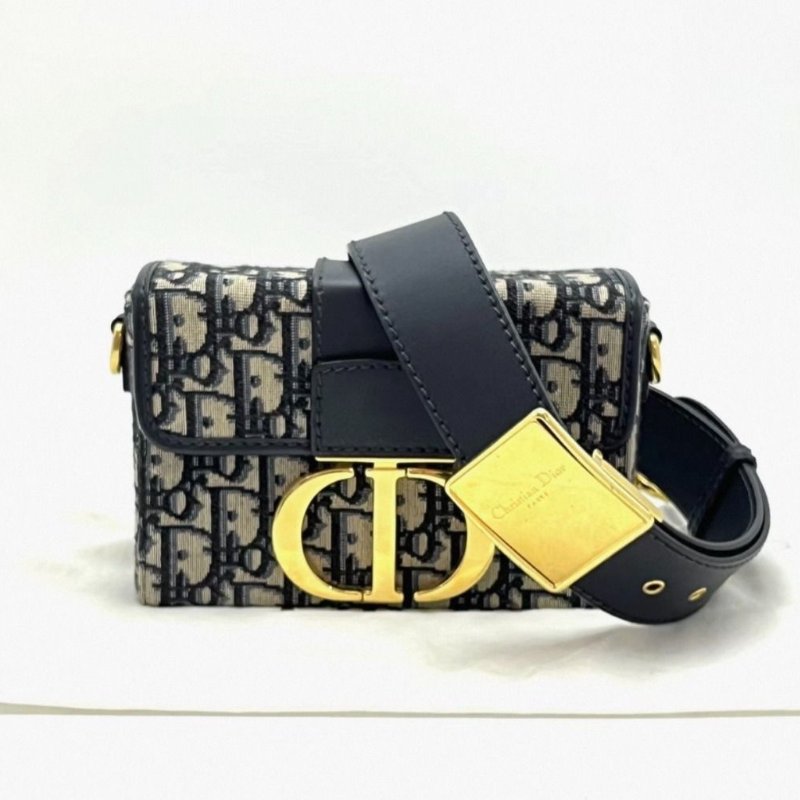DIOR 老花刺繡金扣 mini蒙田盒子包 17.5*12*5.5 98新配件塵袋-0