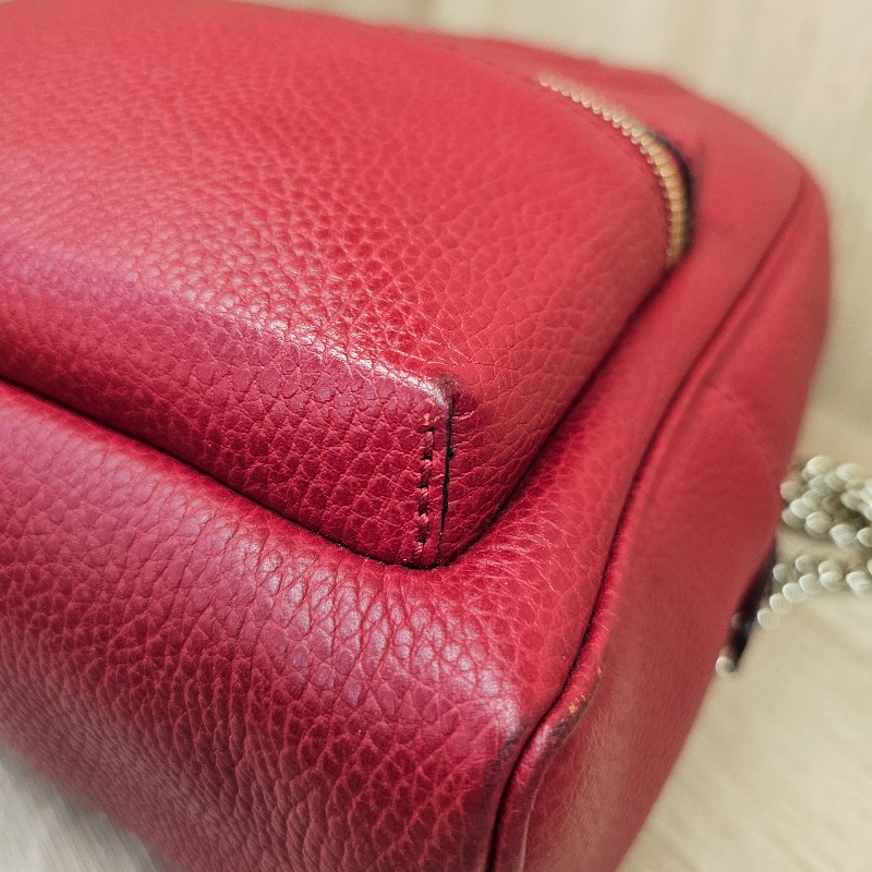 [福利出清❣️] Gucci紅牛皮Soho金釦後背包-11