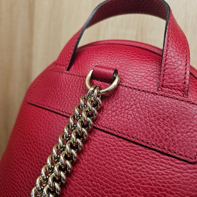 [福利出清❣️] Gucci紅牛皮Soho金釦後背包-12