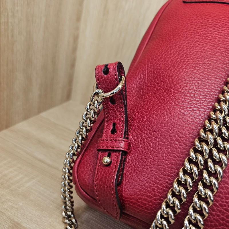 [福利出清❣️] Gucci紅牛皮Soho金釦後背包-13