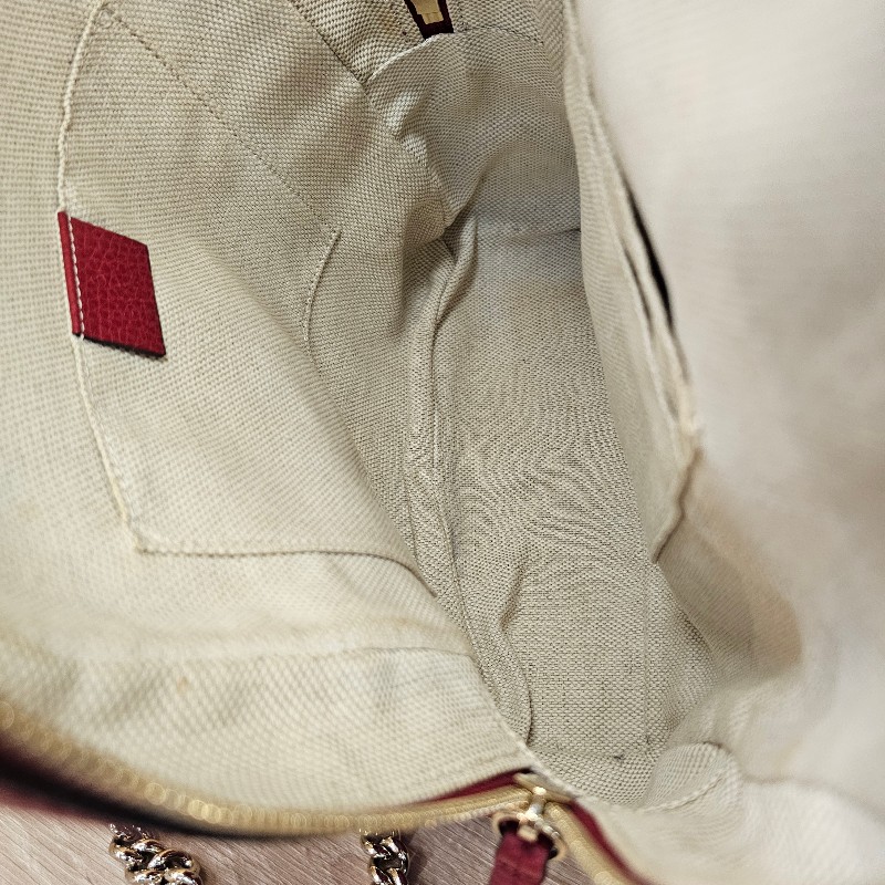 [福利出清❣️] Gucci紅牛皮Soho金釦後背包-24