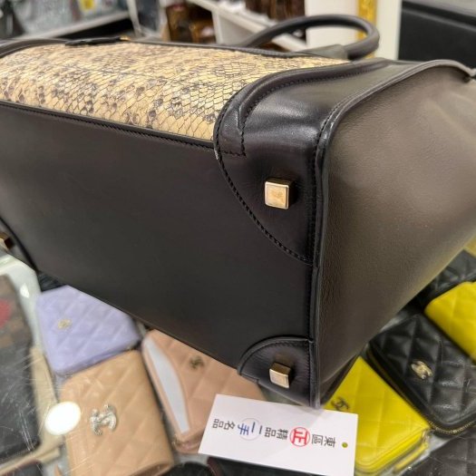 ㊣東區正精品㊣CELINE Micro 黑色灰色蟒蛇皮紋手提包冏包中型 RZ6080-7