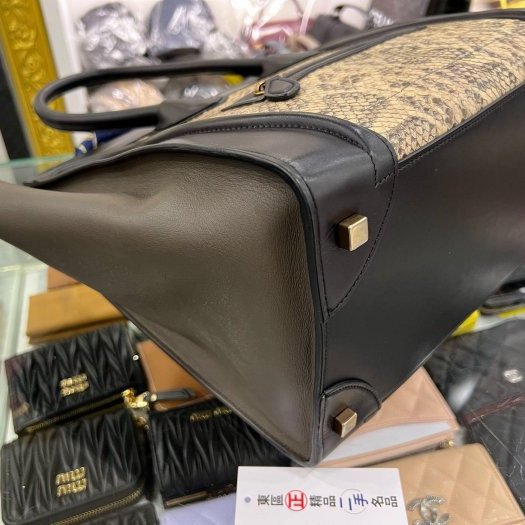 ㊣東區正精品㊣CELINE Micro 黑色灰色蟒蛇皮紋手提包冏包中型 RZ6080-8