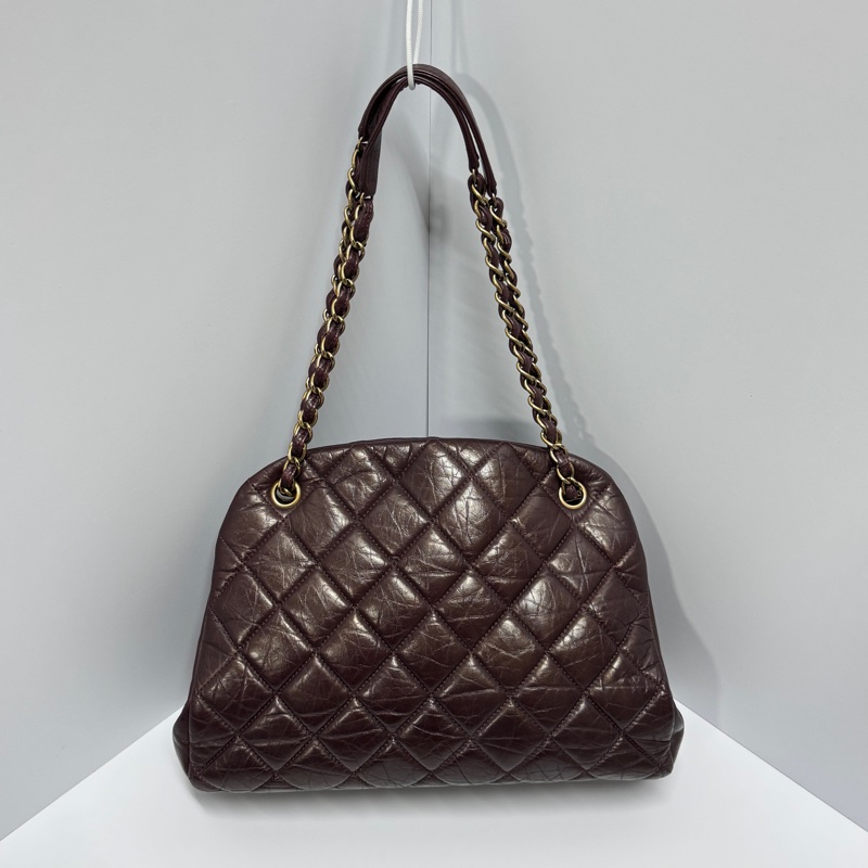 （質感超好👍） Chanel 皺紋牛皮 保齡球包 肩背+腋下+斜背包-4