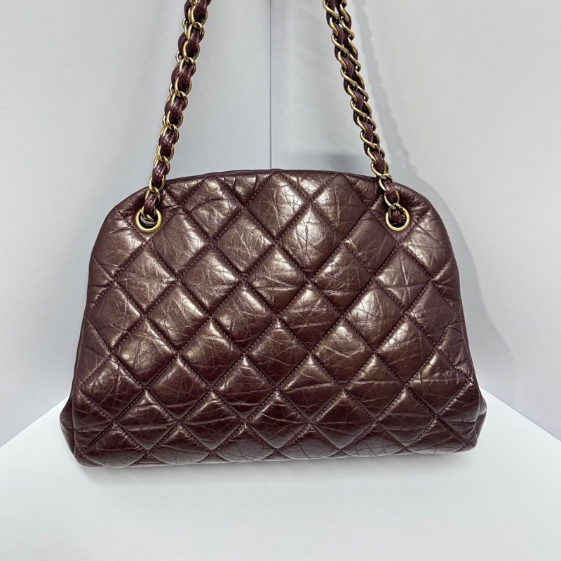 （質感超好👍） Chanel 皺紋牛皮 保齡球包 肩背+腋下+斜背包-5