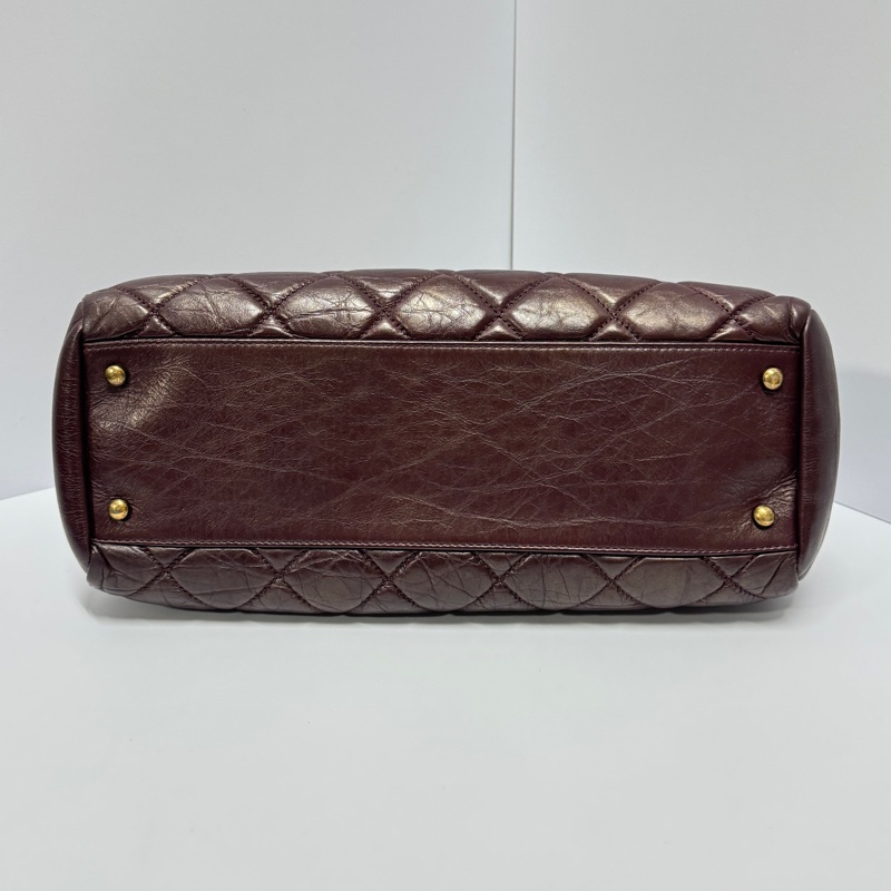 （質感超好👍） Chanel 皺紋牛皮 保齡球包 肩背+腋下+斜背包-6