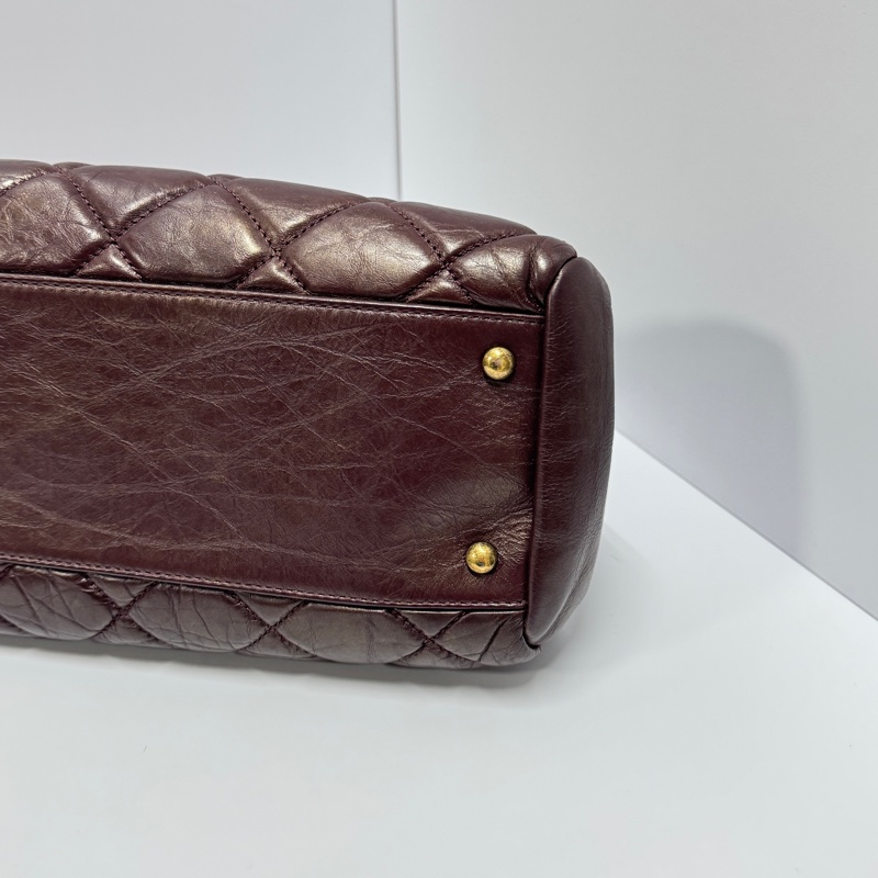 （質感超好👍） Chanel 皺紋牛皮 保齡球包 肩背+腋下+斜背包-7