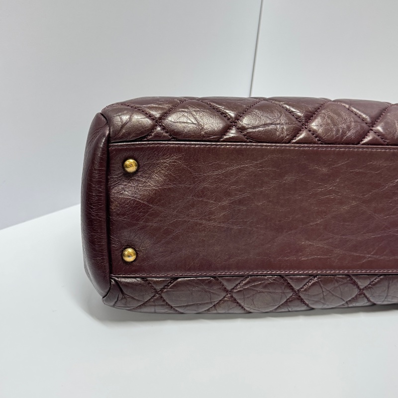 （質感超好👍） Chanel 皺紋牛皮 保齡球包 肩背+腋下+斜背包-8