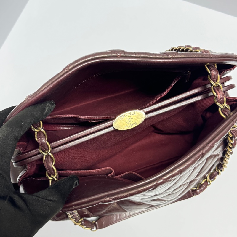 （質感超好👍） Chanel 皺紋牛皮 保齡球包 肩背+腋下+斜背包-16