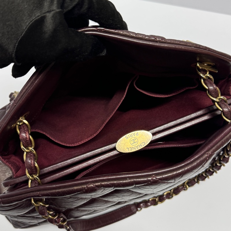 （質感超好👍） Chanel 皺紋牛皮 保齡球包 肩背+腋下+斜背包-18