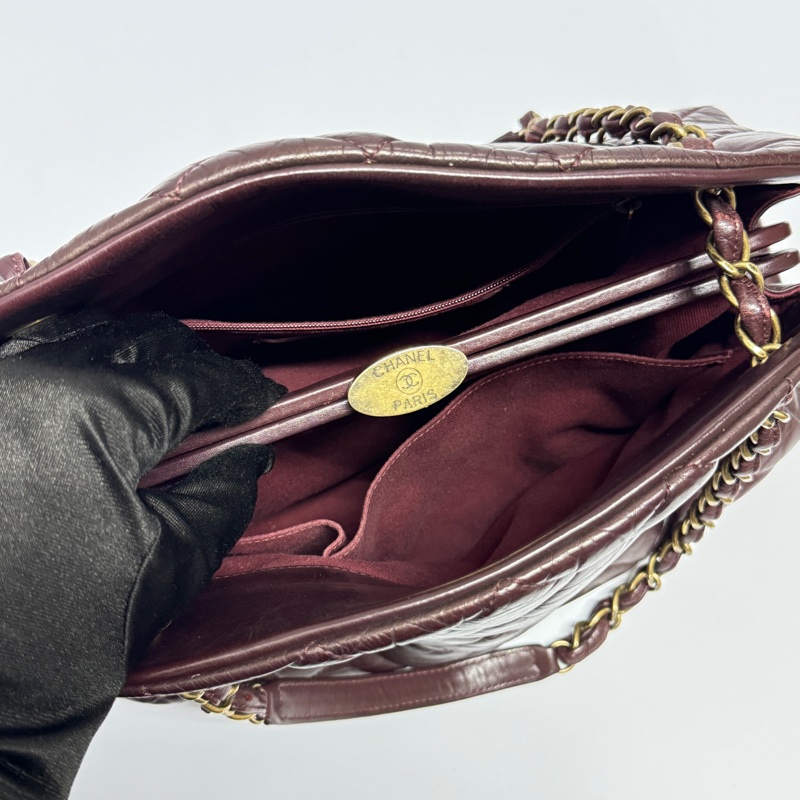 （質感超好👍） Chanel 皺紋牛皮 保齡球包 肩背+腋下+斜背包-19