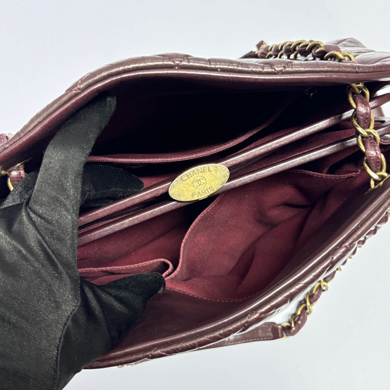 （質感超好👍） Chanel 皺紋牛皮 保齡球包 肩背+腋下+斜背包-20