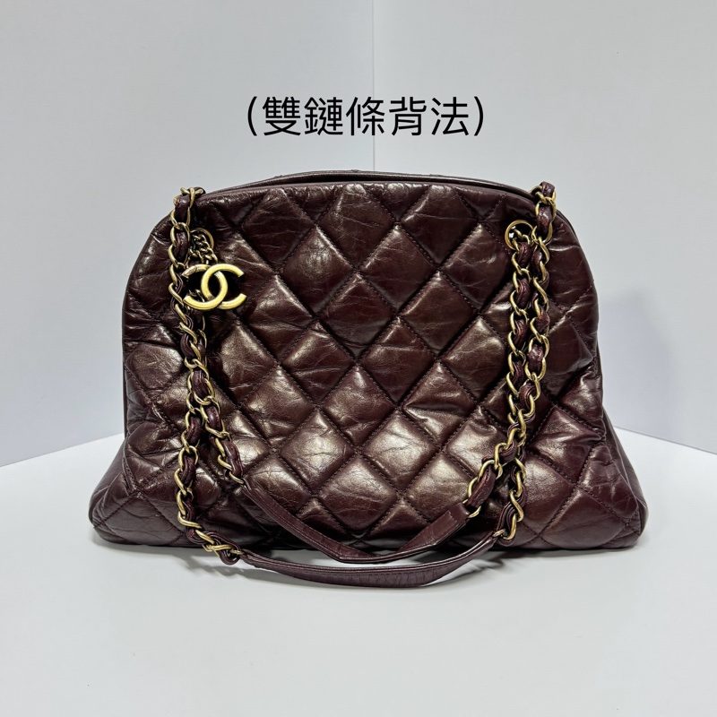 （質感超好👍） Chanel 皺紋牛皮 保齡球包 肩背+腋下+斜背包-28