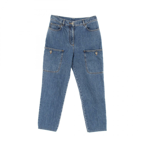 香奈兒 COCO 標誌羈絆牛仔褲 #36 棉質海軍藍二手