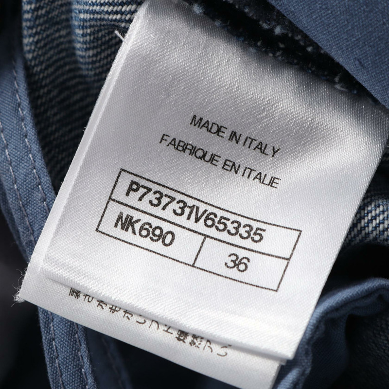 香奈兒 COCO 標誌羈絆牛仔褲 #36 棉質海軍藍二手-3