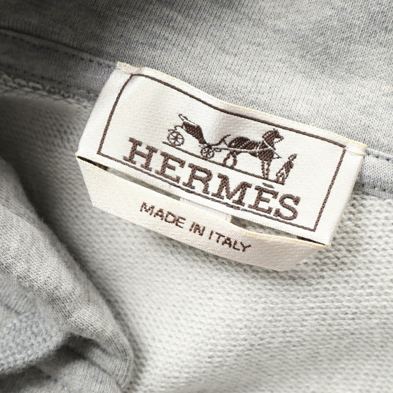 愛馬仕 Clou de Selle 連帽衫，M 碼，純棉，灰色，二手男士-2