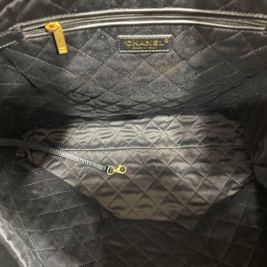 東區正精品㊣CHANEL 22 BAG AS3262 香奈兒黑色全皮金字金幣金鍊肩背包購物袋包大款 RZ6082-2