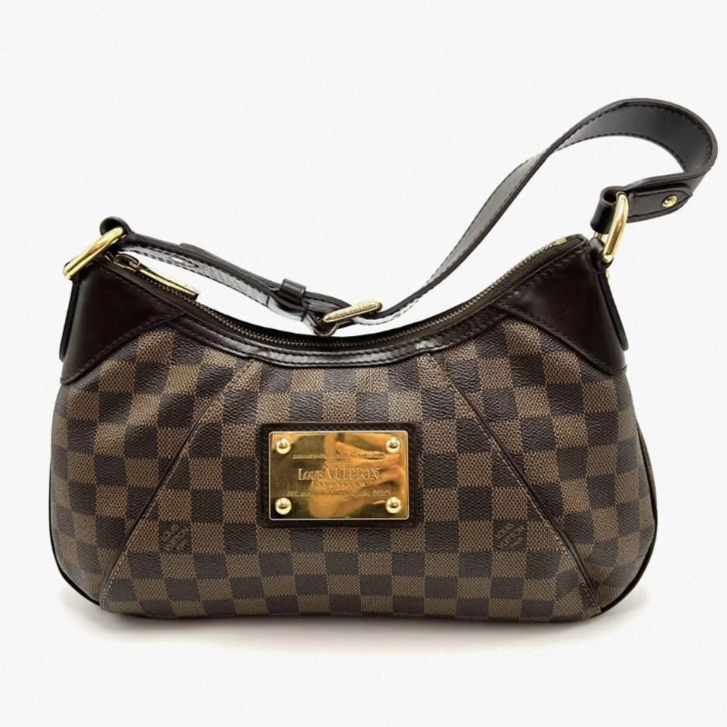 LV 棕棋盤南瓜腋下包 32*21*6 98新配件塵袋-0