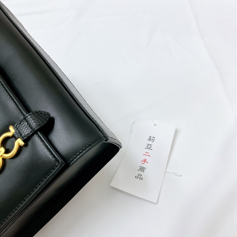莉亞精品♡Ferragamo 學院包 黑 二手-10