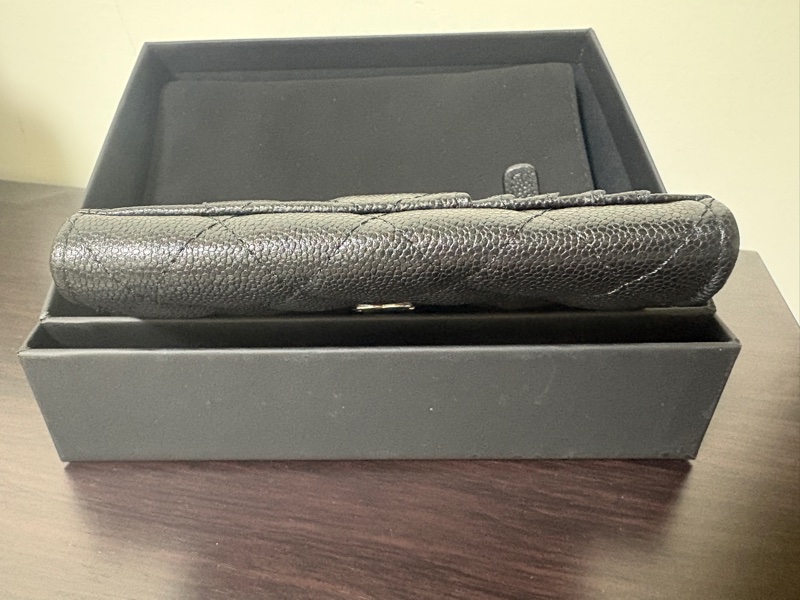 香奈兒 Chanel L型 卡片 零錢包 銀扣-2