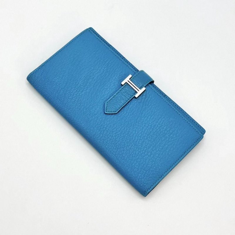 HERMES 藍銀H扣長款錢包 17.5*9.5*1 98新-1