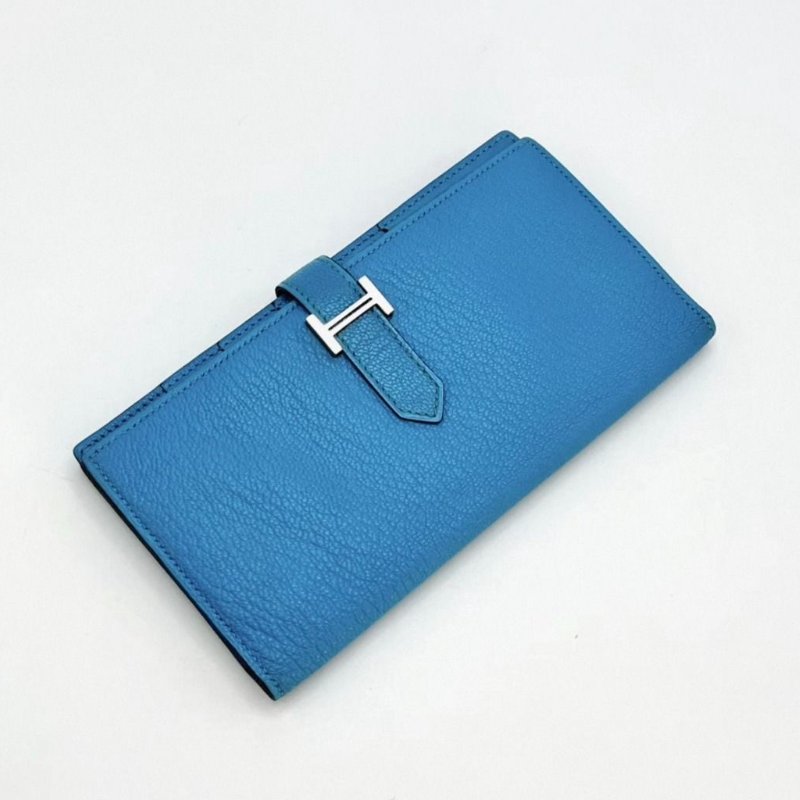 HERMES 藍銀H扣長款錢包 17.5*9.5*1 98新-2