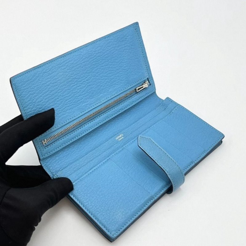 HERMES 藍銀H扣長款錢包 17.5*9.5*1 98新-3