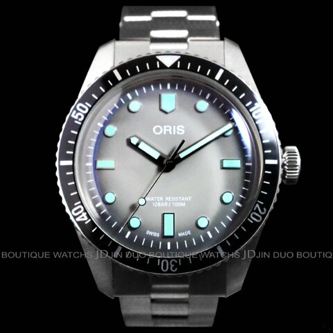 金鐸精品~2494 ORIS 豪利時 Divers Sixty-Five復刻款潛水100米灰色漸層面盤 自動上鍊男用腕錶