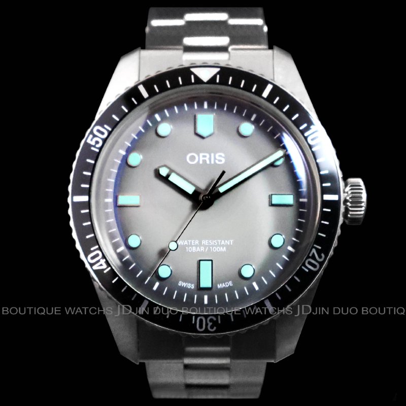 金鐸精品~2494 ORIS 豪利時 Divers Sixty-Five復刻款潛水100米灰色漸層面盤 自動上鍊男用腕錶-0