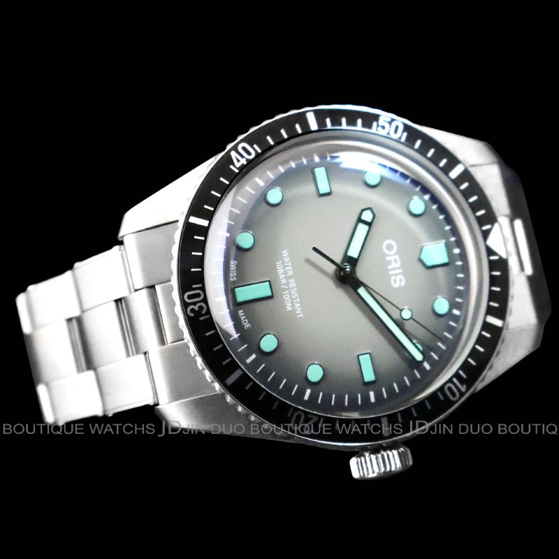 金鐸精品~2494 ORIS 豪利時 Divers Sixty-Five復刻款潛水100米灰色漸層面盤 自動上鍊男用腕錶-1