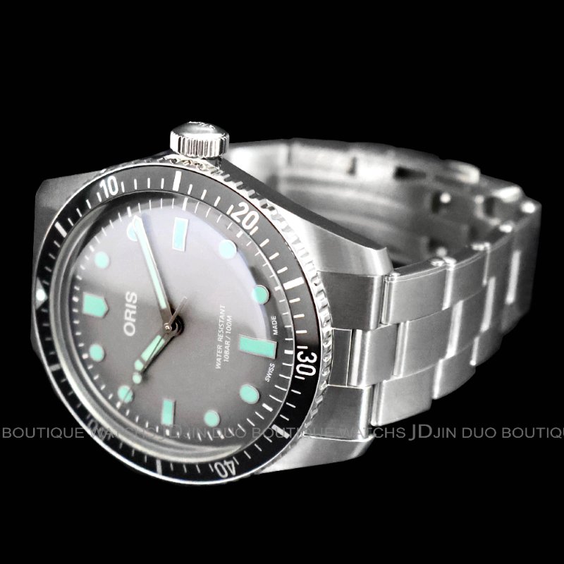 金鐸精品~2494 ORIS 豪利時 Divers Sixty-Five復刻款潛水100米灰色漸層面盤 自動上鍊男用腕錶-3