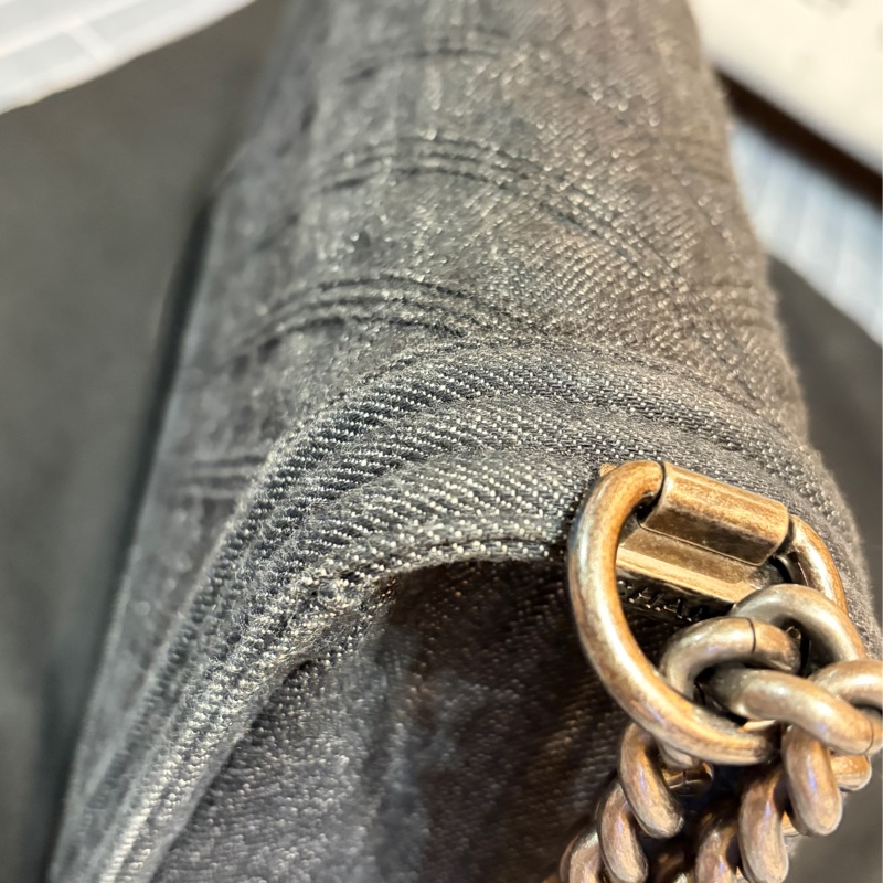 Chanel Leboy 黑色丹寧牛仔中號肩背斜背包-15