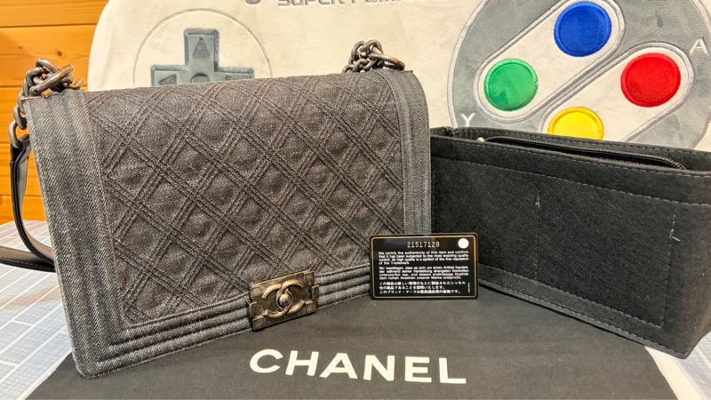 Chanel Leboy 黑色丹寧牛仔中號肩背斜背包-1