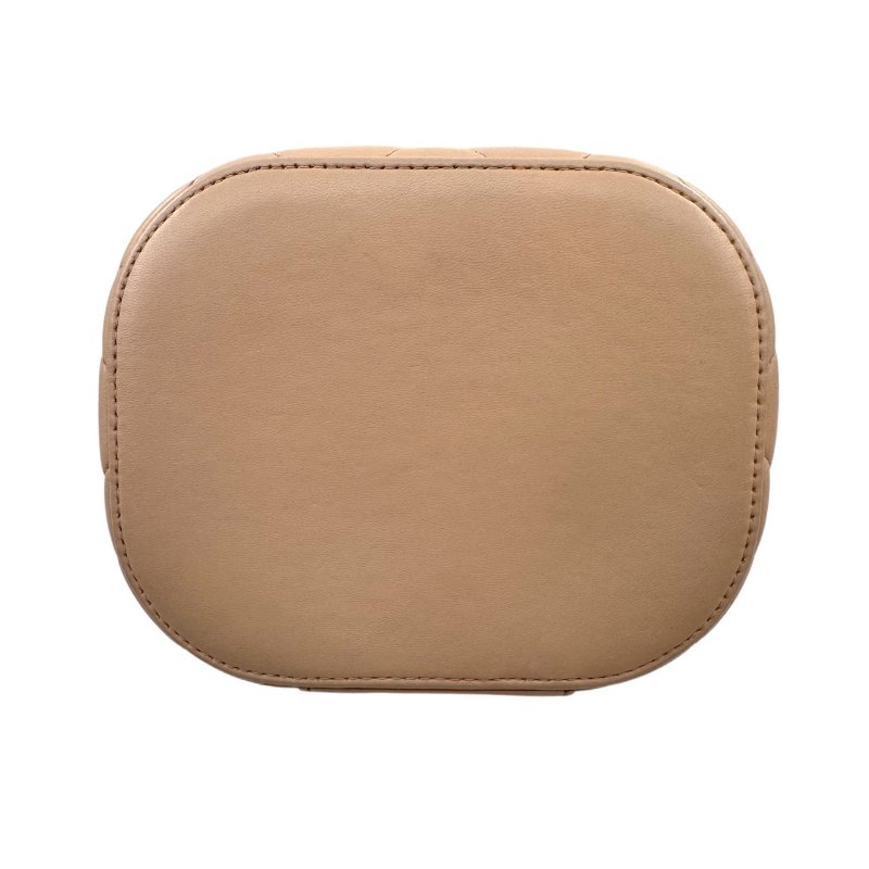 【2297】香奈兒   CHANEL  Tradycc 稜格紋皮穿鏈翻蓋 羊皮 化妝盒斜挎包手提包 小號 淺米色-4