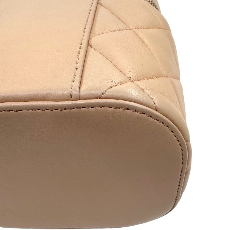 【2297】香奈兒   CHANEL  Tradycc 稜格紋皮穿鏈翻蓋 羊皮 化妝盒斜挎包手提包 小號 淺米色-14