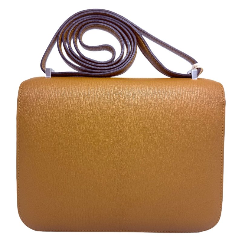 ［3765］ 愛馬仕 Hermès CONSTANCE 19 (牛皮紙色)斜挎包 山羊皮 銀扣-1