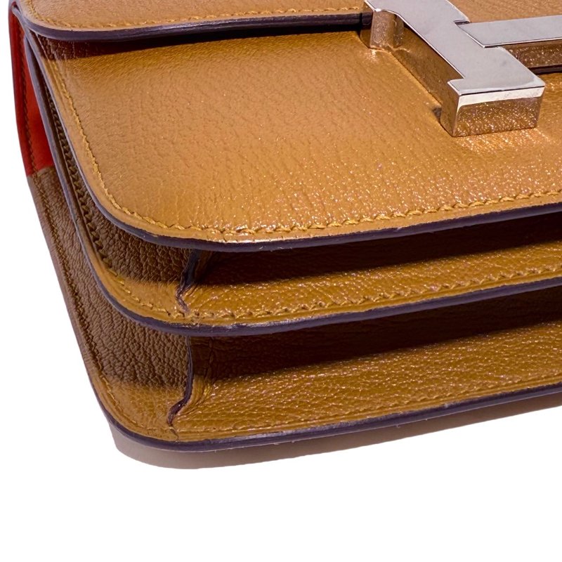 ［3765］ 愛馬仕 Hermès CONSTANCE 19 (牛皮紙色)斜挎包 山羊皮 銀扣-8