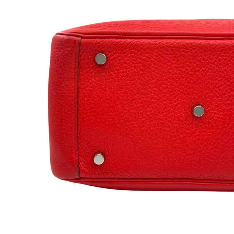 ［2938］ 愛馬仕 Hermès Lindy 30 國旗紅 手提包  EP皮  銀扣-9