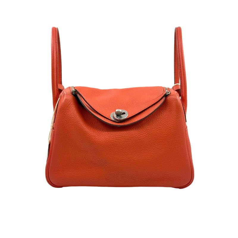 ［3097］愛馬仕 Hermès Lindy 30 火焰橙 手提包 EP皮  銀扣-0