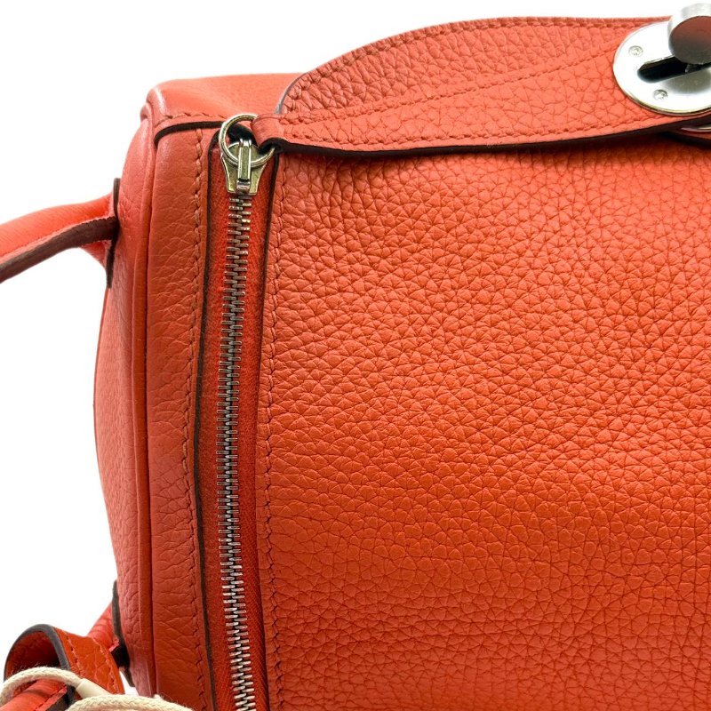 ［3097］愛馬仕 Hermès Lindy 30 火焰橙 手提包 EP皮  銀扣-8