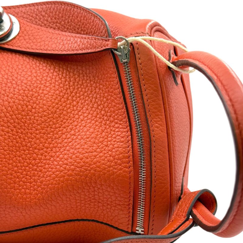 ［3097］愛馬仕 Hermès Lindy 30 火焰橙 手提包 EP皮  銀扣-9